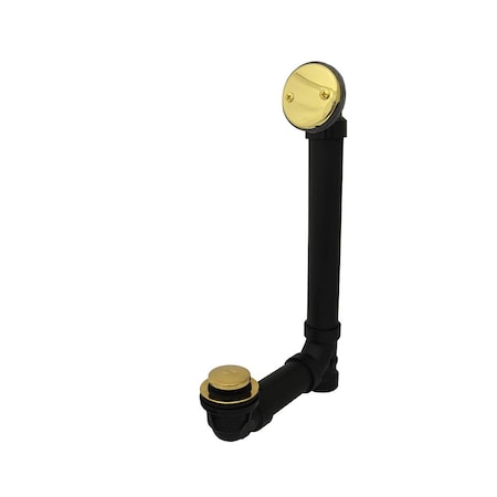 Jones Stephens Polished Brass Two-Hole Toe Touch Bath Waste Kit, Standard Full Kit, Black Plastic B07137